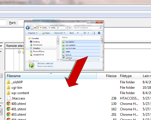 Drag the WordPress Folder to your Main Directory